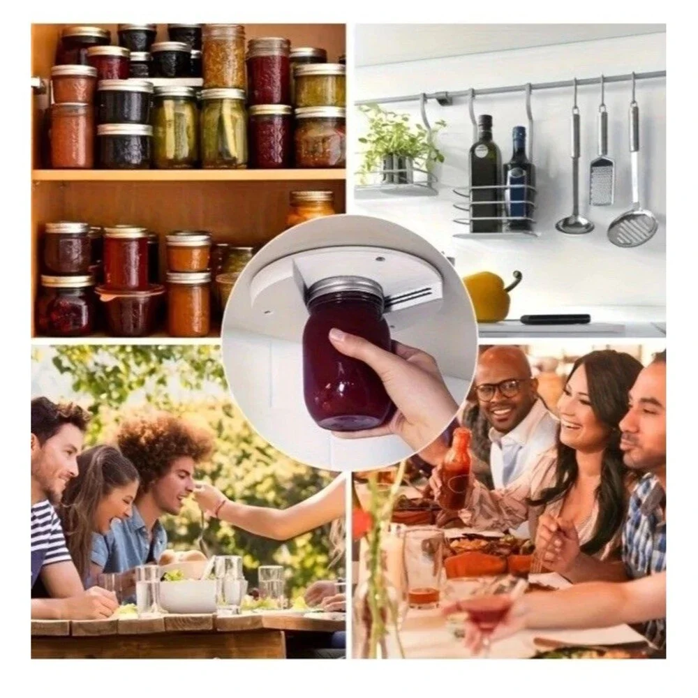 Jar Opener for Weak Hands Seniors w/ Arthritis Under Cabinet Lid Opener